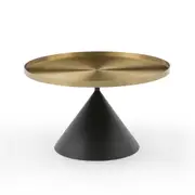 Lloyd Round 76cm Coffee Table Metal Brushed Gold & Black Cone Base
