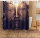 Buddha Head Retro Shower Curtain Liner Bathroom Waterproof Fabric Set Hooks