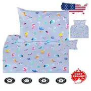 Comforting Cartoon Dinosaur Twin Sheet Set, 3-Piece Cotton Bedding for Children