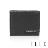 在飛比找momo購物網優惠-【ELLE HOMME】ELLE 真皮3卡上翻3窗格 短夾/