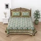 Handmade 244 Thread Count Cotton Double Floral Flat Bedsheet For Bedroom Decor