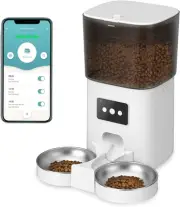 ADVWIN Pet Feeder Pro, WiFi Double Bowl 6L Automatic Cats Feeder with App Rem...