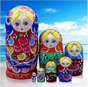 Matryoshka Russian Nesting Dolls 7-Layer Matryoshka Hand-Painted Wooden Crafts Nesting Dolls National Characteristic Educational Toys Cute and Fun Gift (Color : A)