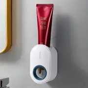 Automatic Toothpaste Squeezer, Wall Mounted Toothpaste Dispenser, Toothbrush Holder, Bathroom Accessories - White + Blue