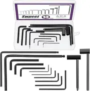 Swpeet 13Pcs Guitar Allen Wrench Set, Including 9Pcs Allen Wrench, 7mm & 8mm Truss Rod Hex Box Wrenches and 4mm & 5mm Ball End Truss Rod Wrenches, Fit for Guitar Bass Neck Bridge Nut Screw Adjustment