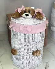 wicker toy storage organizer basket eco-friendly laundry hamper rattan box