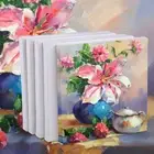 5pcs 15x15cm Square Stretched Blank Cotton Canvas Art Acrylic Oil Paint Artists