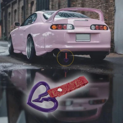 Purple S Broken Heart JDM Ring Tsurikawa Train Car Handle Strap -RD Clouds Nylon