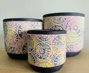 Planter Pots Succulent Pot Clay Pot Flower Planter Cactus Terracotta Black 3 PCs