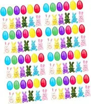 Filled Easter Eggs with Plushie Bunny Basket Stuffers Fillers Party Favors Decorative for Festival, 48 Set