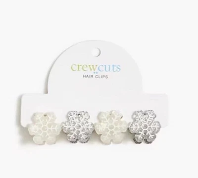 J. Crew Crewcuts Silver and White Snowflake Hair Clips Set of 4
