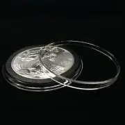 10 Airtite Coin Capsule Holders with Black Ring for American Silver Eagle, 40mm