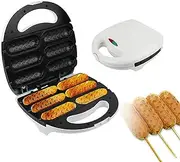 Corn Dog Waffle Make, Non Stick Hot Dog Waffle Machine, Hot Dog Maker Toaster Make 6 Corn Dogs, Cheese Sticks Corn Dog Waffle Machine Make Corn Dog in Minutes, Easy to Clean, White.