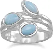 [JewelryWeb] 925 Sterling Silver Multishape Larimar Ring Band Style-Ring for Women