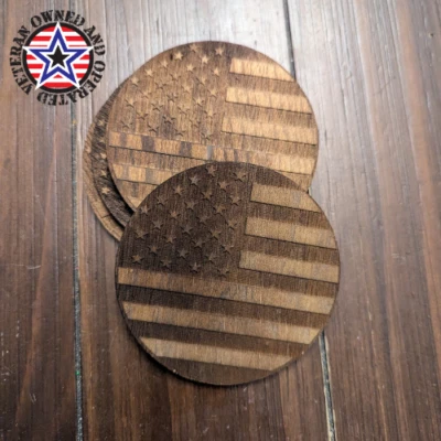 Flag wood coasters for drinks, Stained