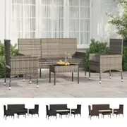 4 Piece Garden Lounge Set with Cushions Grey Poly Rattan Multi Colours vidaXL