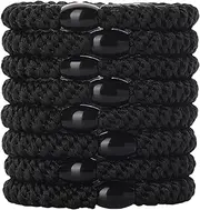 Grab & Go Ponytail Holders, Set of Eight - Woven hair rope with high elasticity hair loop (Black, One size)