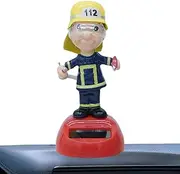 Solar Dancing Figurines | Car Dashboard Ornament Decor | Solar Dancing Fireman Swing Figurines | Solar Swinging Firefighter Ornament for Desk, Window Sill, Car Dashboard Decoration
