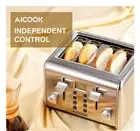 AICOOK Toaster 4 Slice with LCD Display, Extra Wide Slots, Retro Stainless Steel