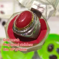 在飛比找蝦皮購物優惠-Merah 紅玉戒指 SIEM 戒指不銹鋼 MONEL 上市