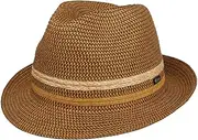 [Lipodo] Costanzo Bogart Straw Hat - Multicoloured Hat - Summer Hat with Striped Pattern - Lightweight and Robust - Made in Italy - Men - Spring/Summer, Brown, L