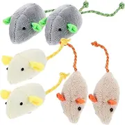 Happyyami Cat Toys Mice 6 Pack Plush Mouse Toys for Indoor Cats Interactive Cat Chew Teaser Toys