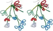 [RYEPOLNIX] Handmade Earrings Colourful Beaded Flower Tassel Ear Hooks Holiday Summer Beach Sweet Cute Cool Girls Party Earrings/633