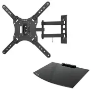 VIVO Black 23" to 55" Screen Adjustable TV Wall Mount & AV, DVD Floating Shelf