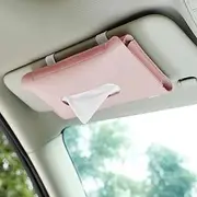 2023 Newest Car Tissue Holder, [Upgraded Version] Hanging Tissue Holder for Car, Premium PU Leather Car Tissue Holder Visor for Universal Auto, Easy Use (Pink)