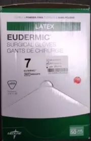 MEDLINE MSG2070 EUDERMIC LATEX Surgical Gloves size 7 50 Pairs/Box. Exp. 12/2021