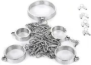 HCUDFN BDSM collar hand ankle cuffs stainless steel leg iron chain handcuffs erotic games bondage restraints for men and women