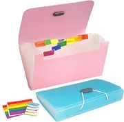 2 x Expanding File A6, Index Card Box A6, Document Folder A6 with Labelling, Document Bag with 13 Pockets, Organiser Folder, A6 Sorting Folder for Bill Receipts Coupons Learning Card