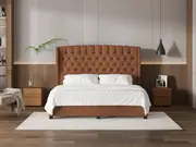 My Style Winged Headboard & Slimline Base - Super King / Gingerbread / Drawer Base