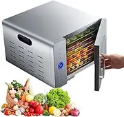 8 Tier Fruit Dryer, 1000W Stainless Steel Food Dehydrator with 30-90℃ Temperature Adjustment & 24H Free Timing, Led Display, 360° Hot Air Drying, for Jerky, Meat, Fruit, Vegetables Snacks