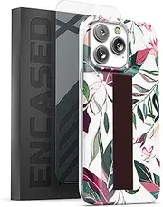 Encased Finger Loop Case Designed for iPhone 14 Pro Max Case for Women with Hand Strap Grip (Screen Protector Included) Floral Vines