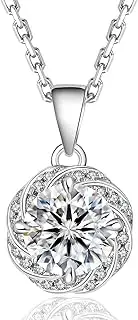 [KRKCLIFE] Moissanite Necklace for Women, 1-2 CT Simulated Diamond Pendent, D Color VVS1 925 Sterling Silver, Adjustable 18+2 inches Chain, GRA Certificate, Luxury Gift Box, Jewelry for Women Her