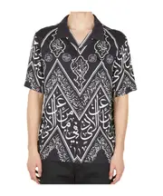 Graphic Print Bowling Shirt black