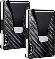 [Poemtian] 2PCS Carbon Fiber Wallet for Men RFID Blocking Minimalist Wallet with Metal Clip Slim Money Clip Wallet Cash Credit Card Holder