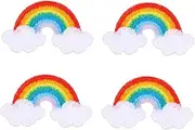 jojofuny 4pcs Patches Appliques Garment Patch Embroidered Rainbow Clothing Embroidery Trendy for Rainbow Applique Motif Aesthetic Sew Embellishments Colorful Fabric Colorful Polyester