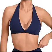 [FBIEE88TR] Sexy V-Neck Sport Bra Women Underwear Sportswear Halter Backless Top for Fitness Yoga Wear Female Gym Active Bra with Cups White