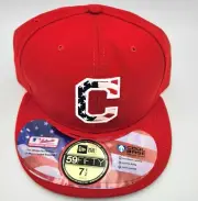 New Era Cleveland Indians 2010 Patriotic C Red On Field 7 1/2" Flat Brim Cap New