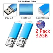 2Pack Flash Drive USB 2.0 32GB Memory Stick Swivel Flash Pen Storage Drive