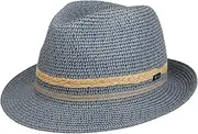 [Lipodo] Costanzo Bogart Straw Hat - Multicoloured Hat - Summer Hat with Striped Pattern - Lightweight and Robust - Made in Italy - Men - Spring/Summer, Blue, 58-59