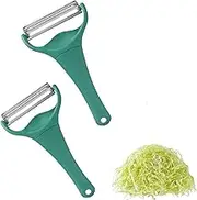 2Pcs Cabbage Peeler, Shredder Vegetable Peeler, Cabbage Shredder, Stainless Steel Sharp Blade, Non-Slip Hand Guard Design, Suitable for Cabbage, Purple Cabbage and Other Vegetables, Dark Green