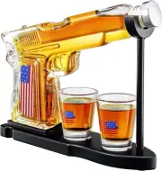 8 Oz Whiskey Decanter with American Flag Pistol Design — Perfect Gift for Dads