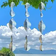 3 * 3 Stainless Steel Bird Scarer Discs Set, 3D Reflective Helix Wind Spinners Bird Reflector & Sparkly Metal Outdoor Garden Décor Sculpture Ornaments, Deterrent to Scare Pigeon Away Yard Patio Farm
