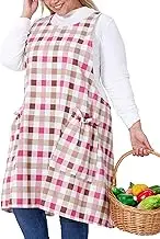 Comfortable Huge Plus Size Aprons for Women Adjustable Cross Back Floral Cotton Linen Aprons