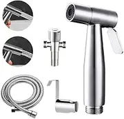 OZSTOCK Handle Bidet Attachment Kit Portable Stainless Steel Sprayer Shattaf with Water Pressure Control Shut-Off