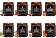 Scented Candles Set, Soy Wax Candles 8 Pack 56 Oz Aromatherapy Candles Gift Set for Women Men （Vanilla/Sandalwood/Amber/Mahogany/Vetiver/Bergamot/Caramel/Whiskey）