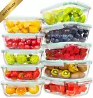 10 Pack Glass Food Storage Containers with Lids Airtight Meal Prep Set